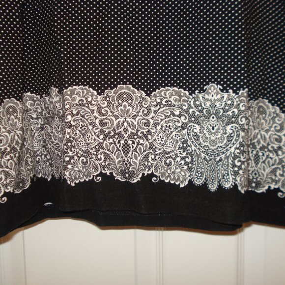 Talbots Polka Dot Blouse Shirt Lace Back Zip 3/4 Sleeve Women's Black & White XL - Picture 2 of 7